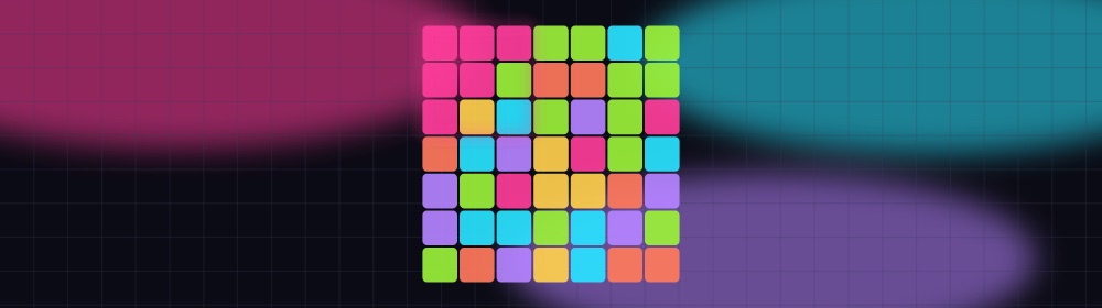 Flood banner: the game's pattern in neon on a dark background.